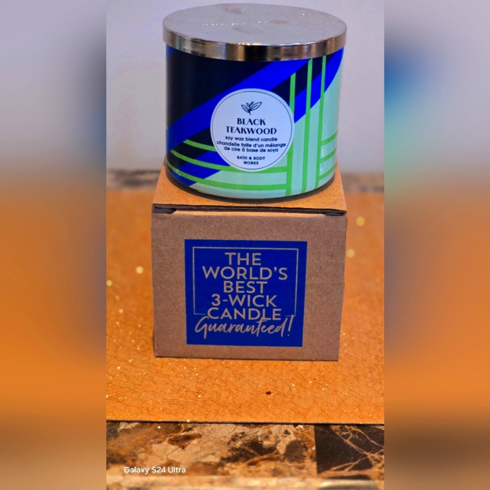 ❤️BATH & BODY WORKS❤️BRAND NEW CANDLE❤️ Black Teakwood 3-Wick Candle❤️